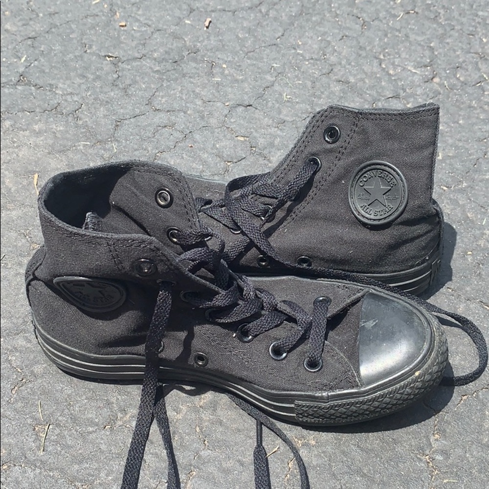 all black high top converse